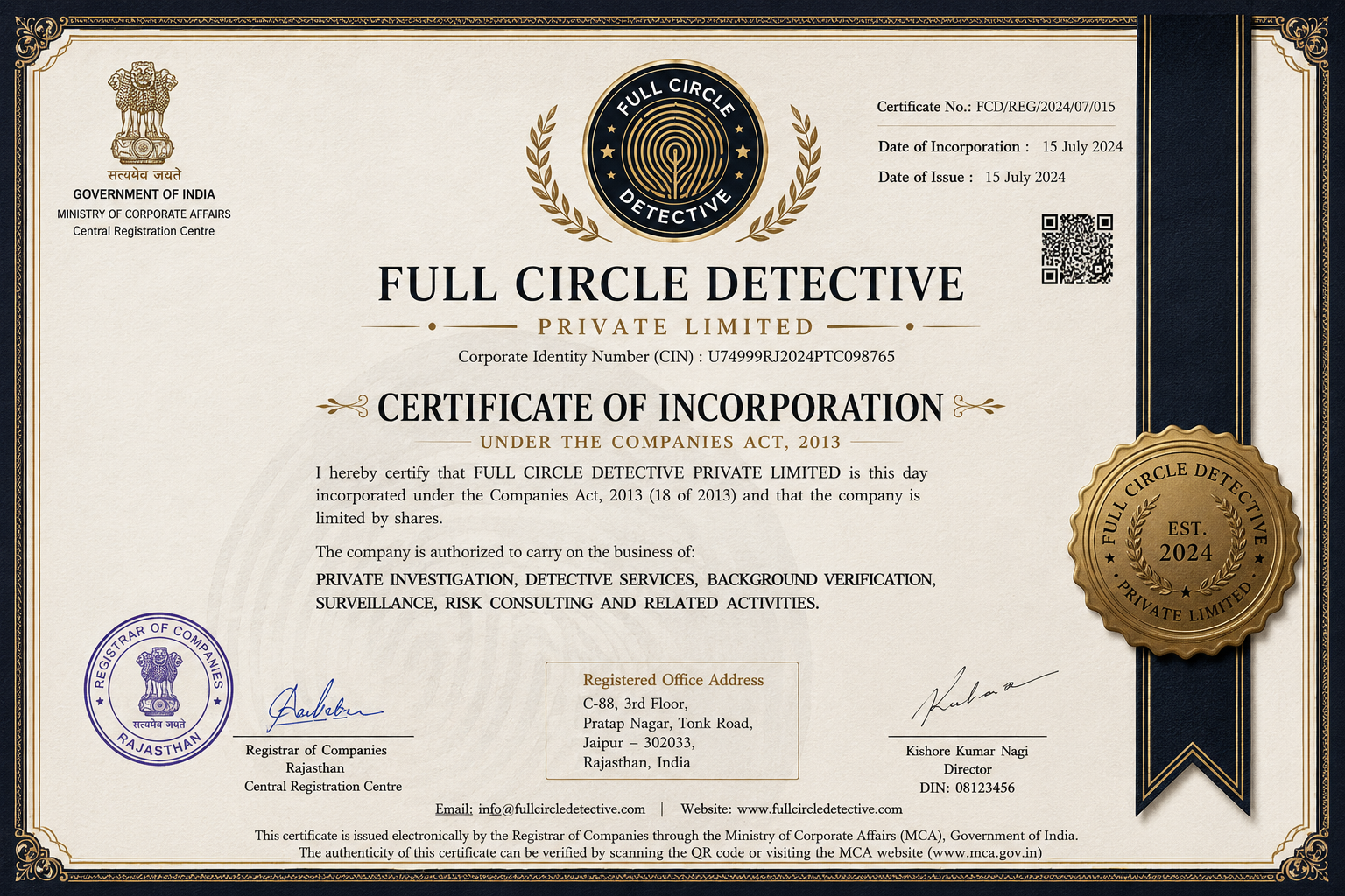 Government Registration Certificate – GST Certificate