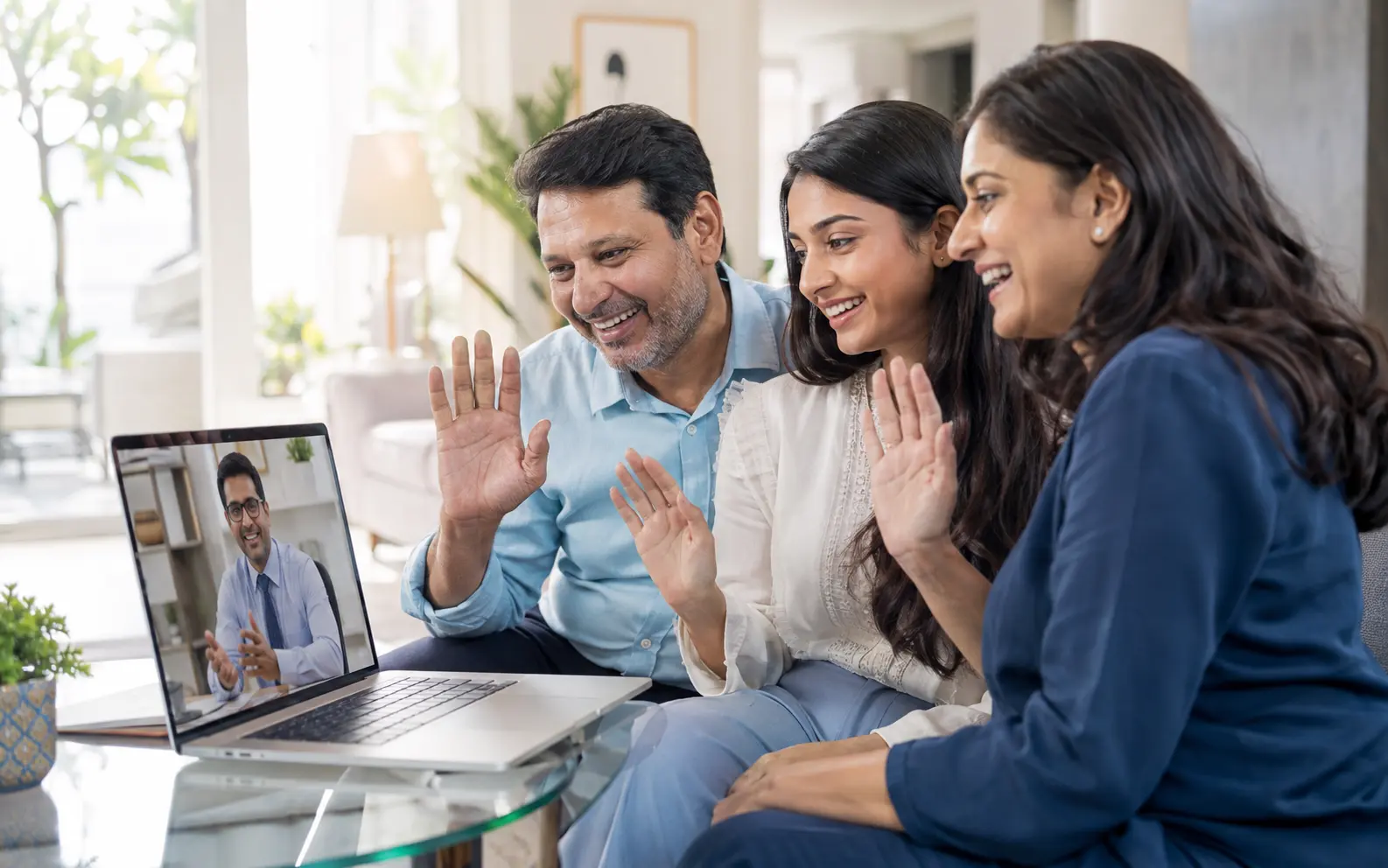 NRI family discussing a verification requirement on a video call