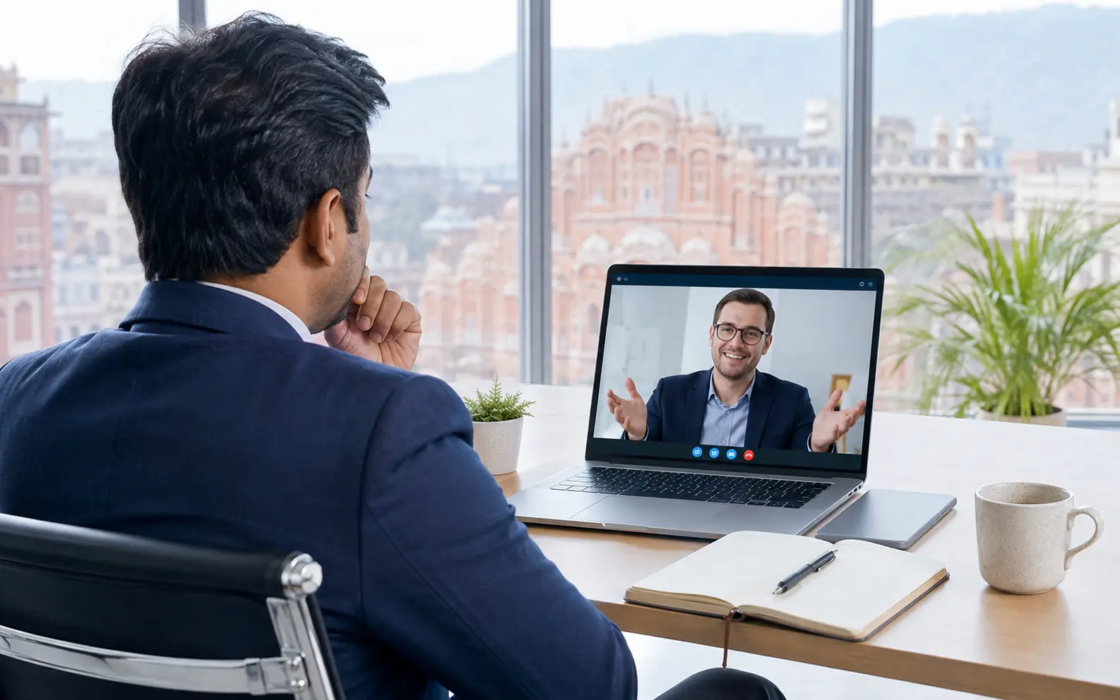 India-based investigator coordinating a confidential video consultation